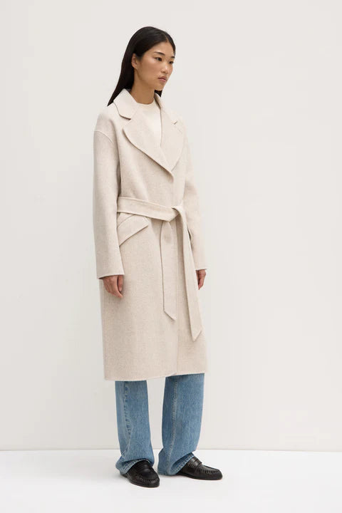 Sadie single breast wrap coat- oatmrl