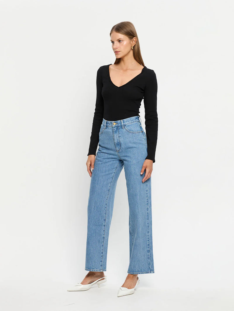 Tallulah v-neck l/s top- blk