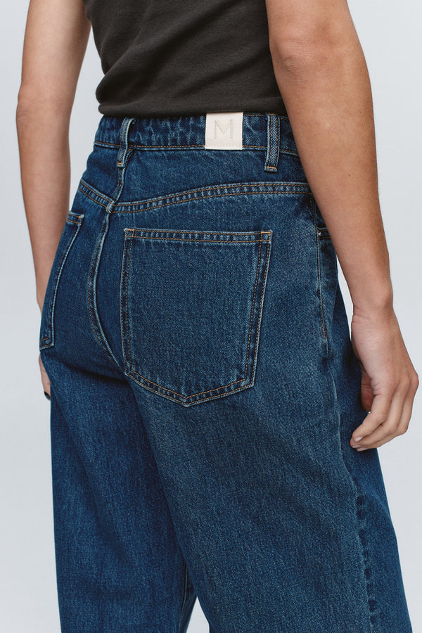 Wide leg jean-washed indigo