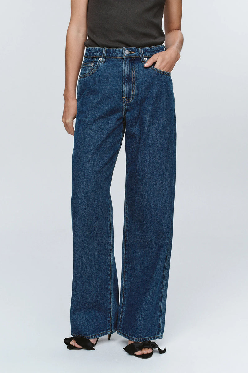 Wide leg jean-washed indigo