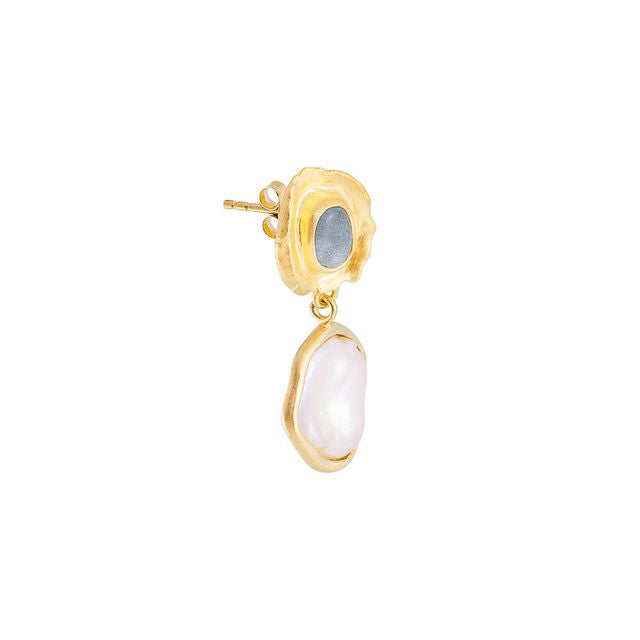 Aquamarine pearl drop earrings