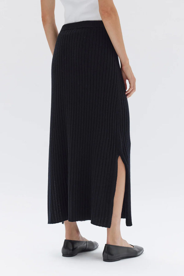 Wool Cashmere Rib Skirt Black