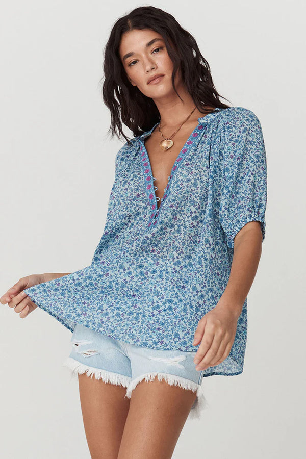 Love jetty short sleeve blouse- blue nirvana