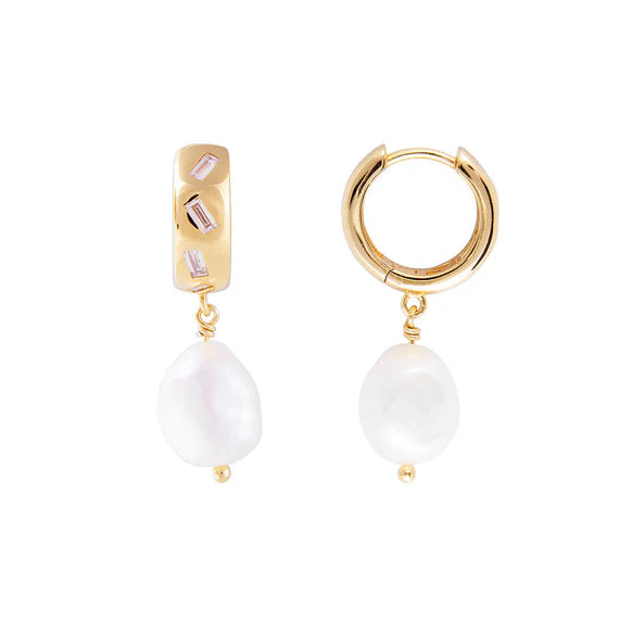 Scatter baguette & pearl midi hoops