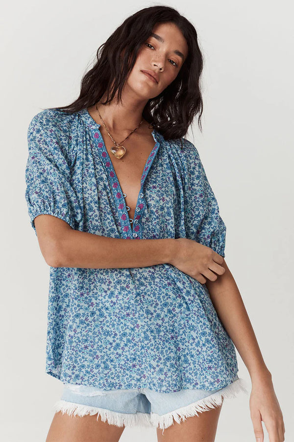 Love jetty short sleeve blouse- blue nirvana