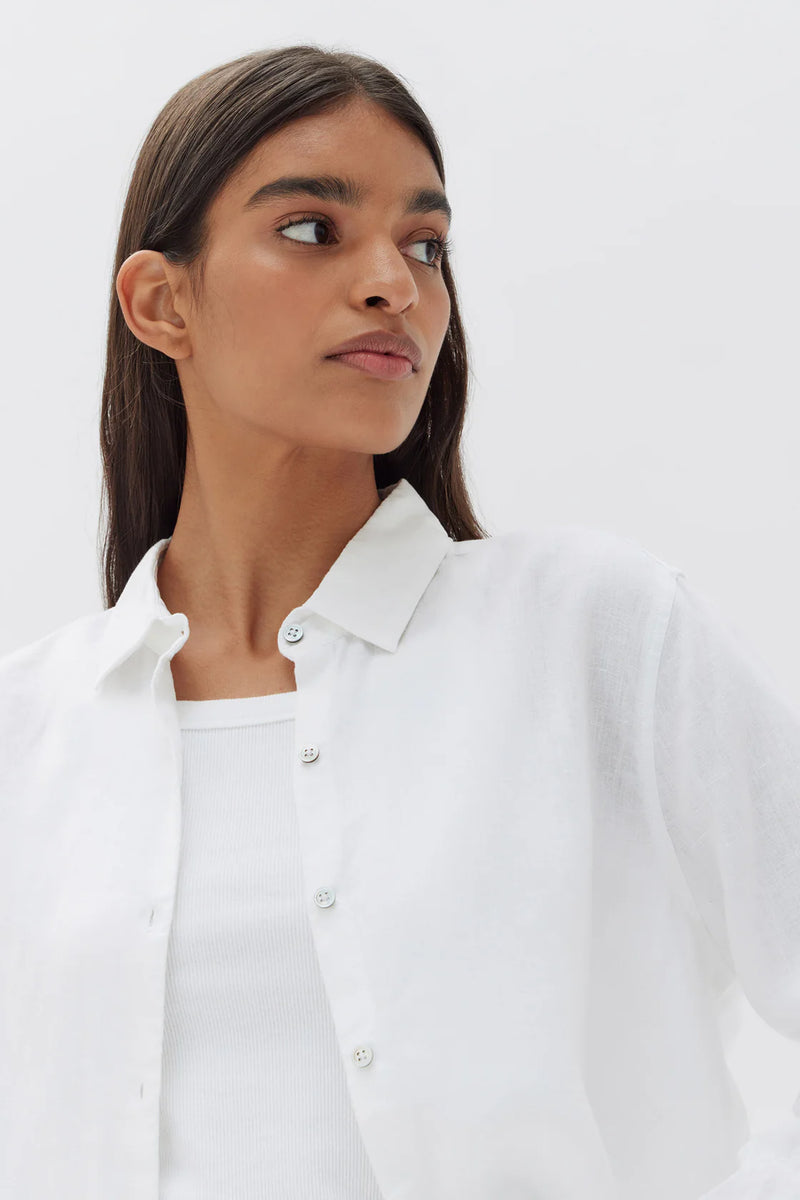 Xander Linen Top - White