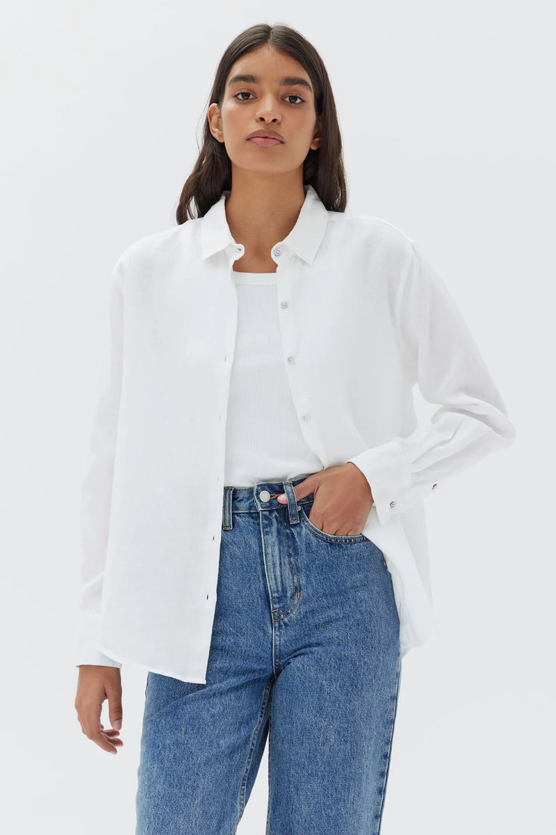 Xander Linen Top - White