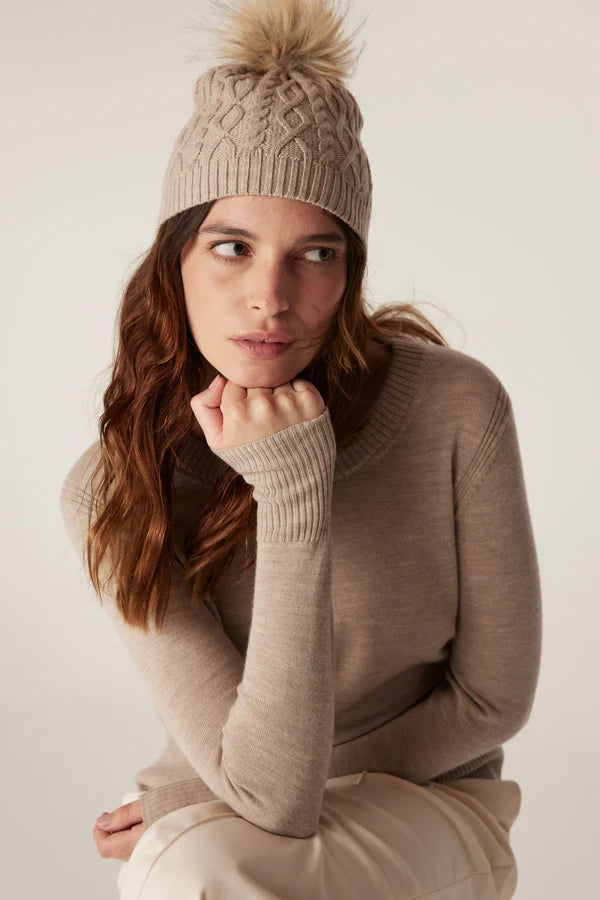 Merino beanie- Pebble