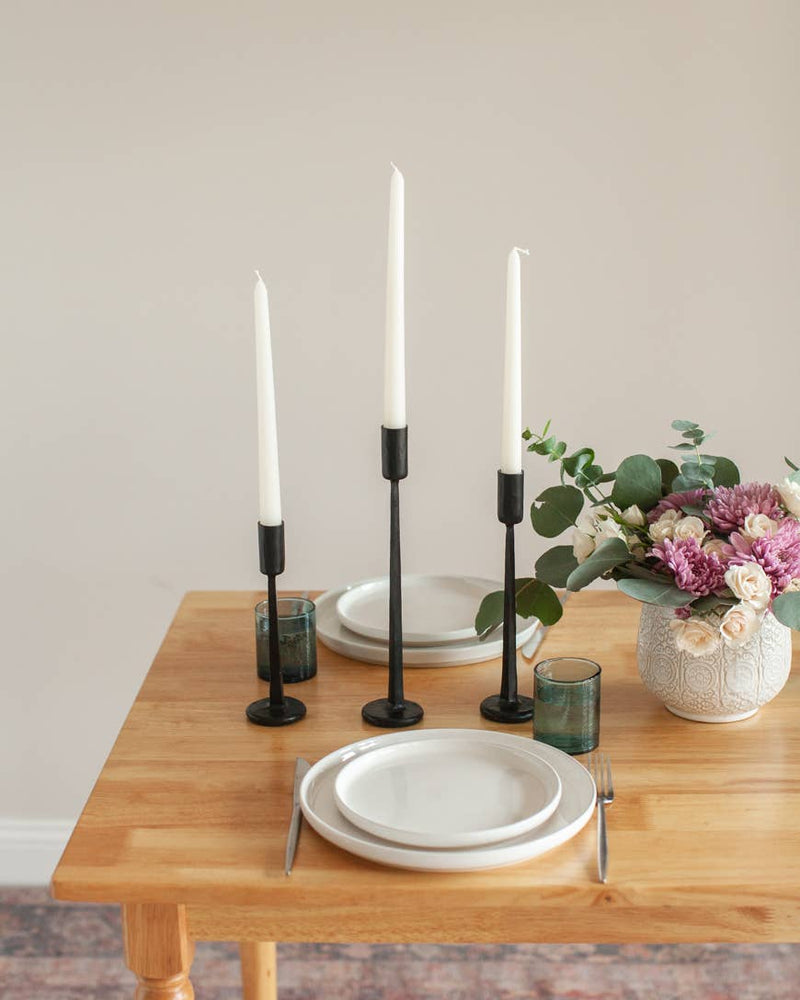 Dante Hand Forged Iron Candlestands: Black