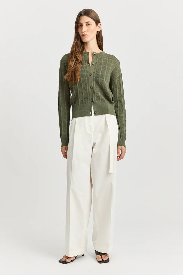 Open stitch cardigan- olive