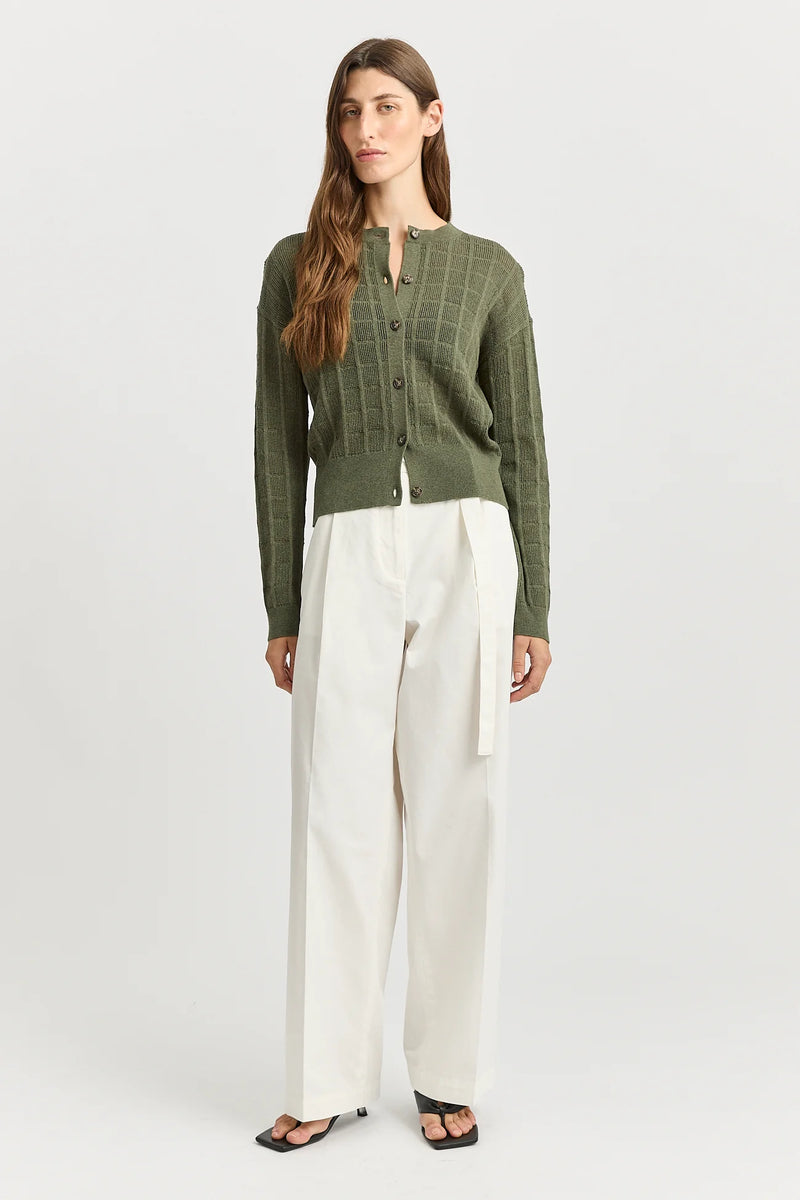 Open stitch cardigan- olive