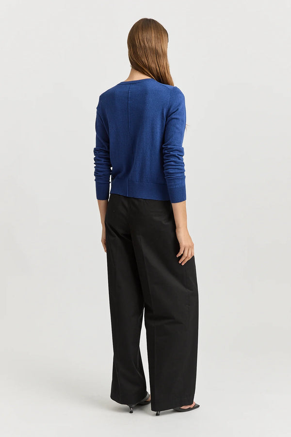 Fine crew cardigan- marine