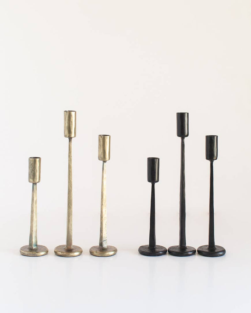 Dante Hand Forged Iron Candlestands: Black