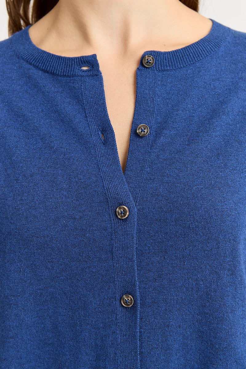 Fine crew cardigan- marine