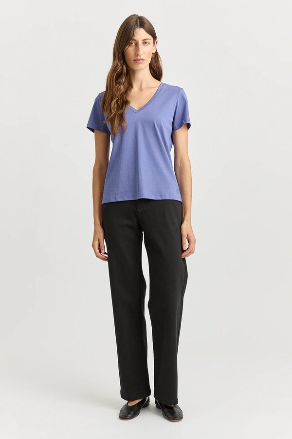 V neck tee- denim blue