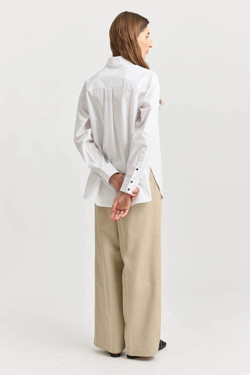 Relaxed cotton shirt- white