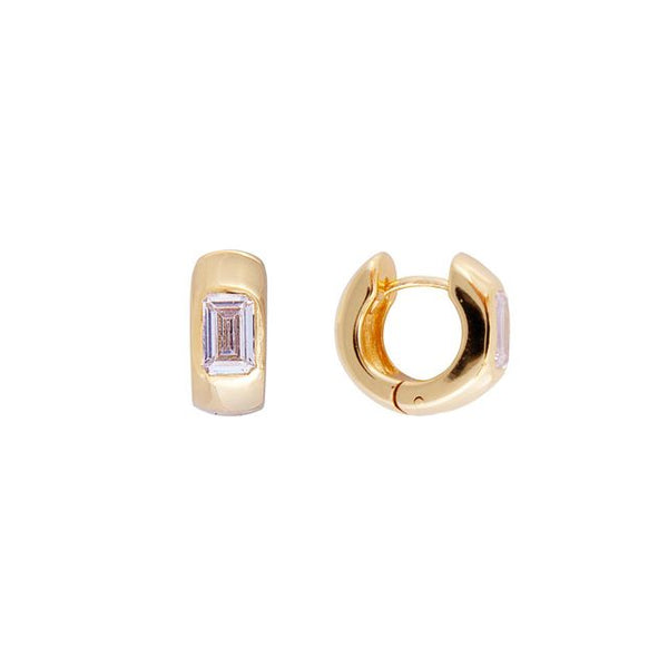 Crystal emerald cut huggies