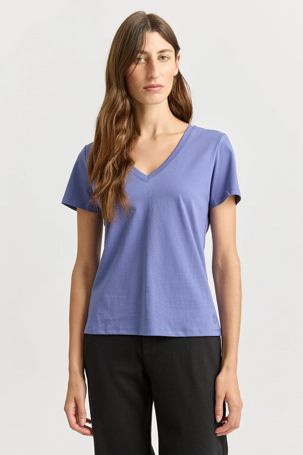 V neck tee- denim blue
