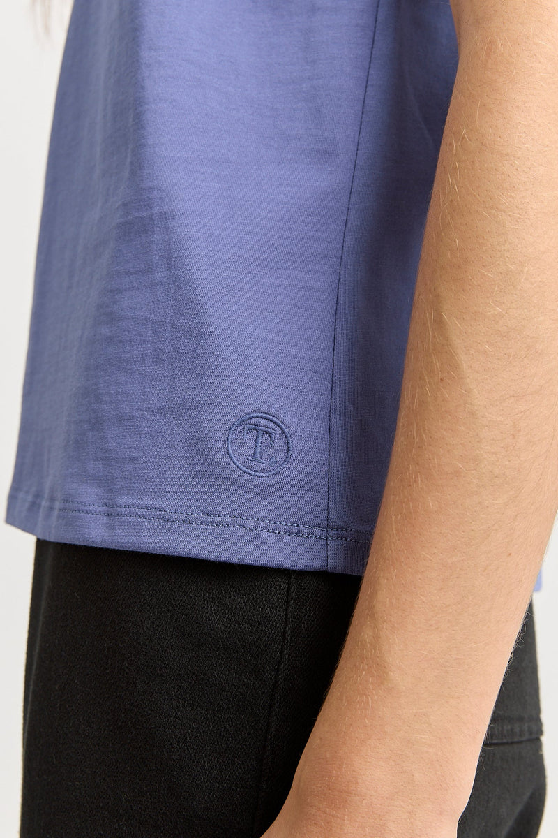 V neck tee- denim blue