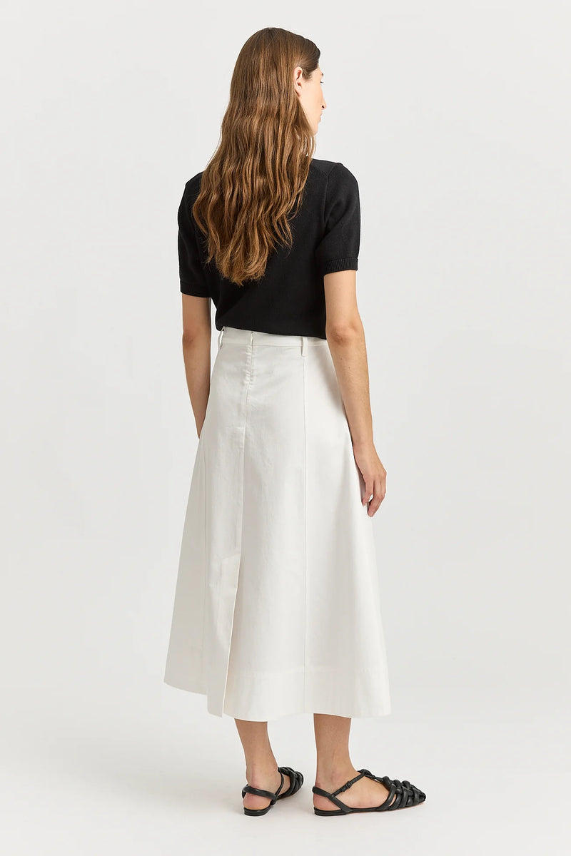 Pleat detail  midi skirt- white