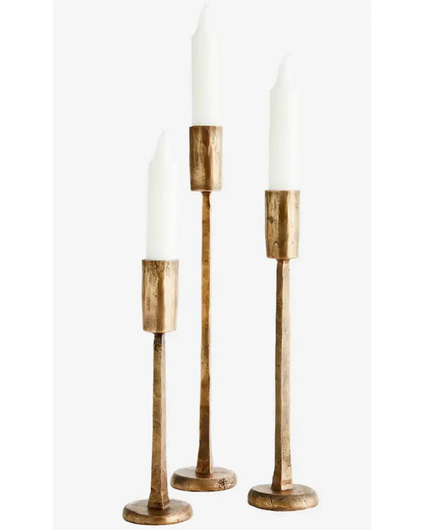 Dante Hand Forged Iron Candlestands: Brass Finish