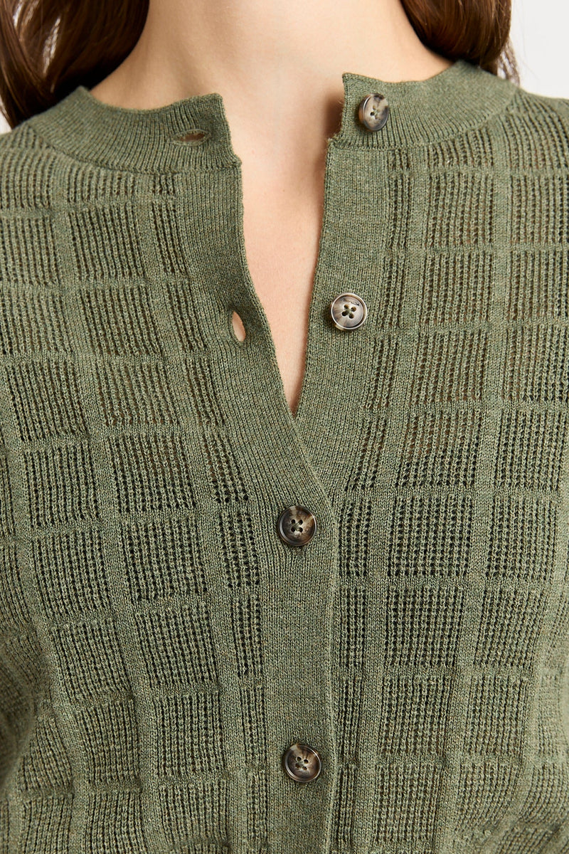 Open stitch cardigan- olive