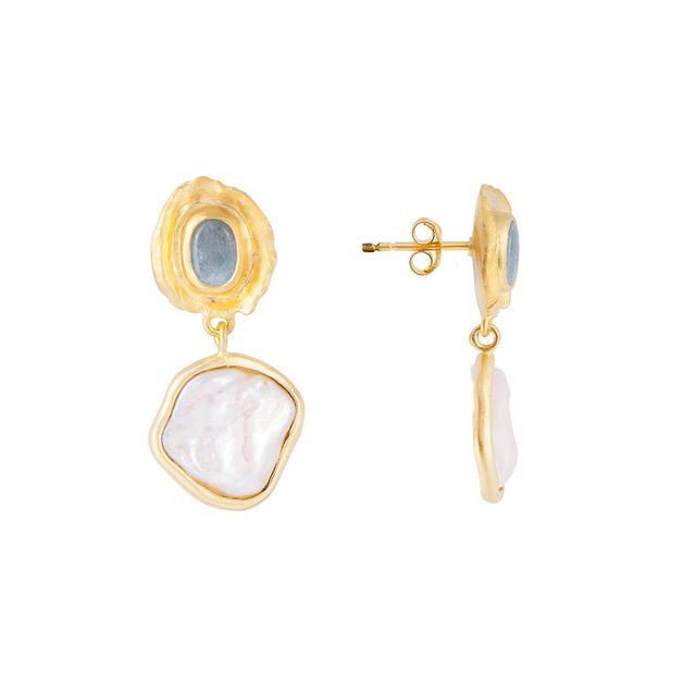 Aquamarine pearl drop earrings