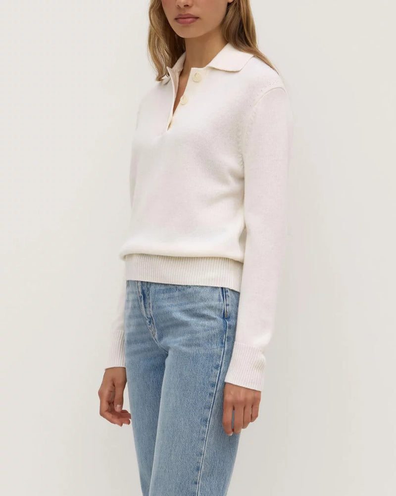Annabelle wool cashmere knit polo- crm