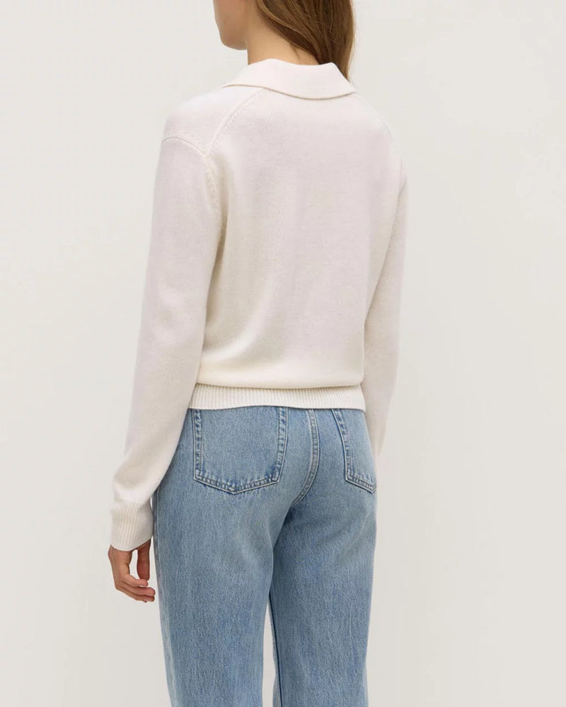 Annabelle wool cashmere knit polo- crm