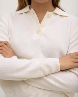 Annabelle wool cashmere knit polo- crm