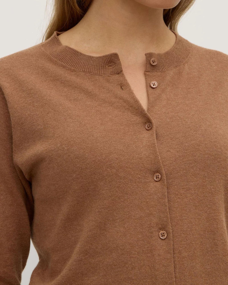 Semra cotton cashmere cardi- fawn