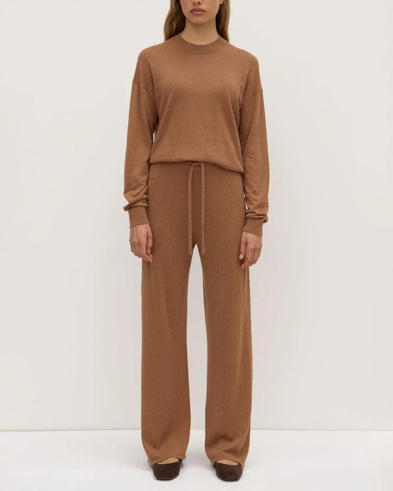 Cotton cashmere lounge pant-fawn