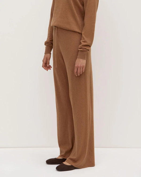 Cotton cashmere lounge pant-fawn