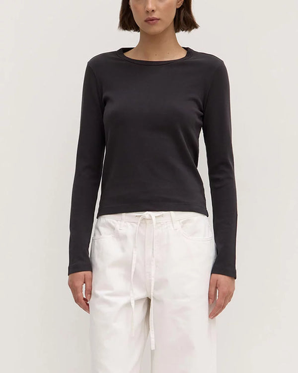 Lyla long sleeve tee- washblk