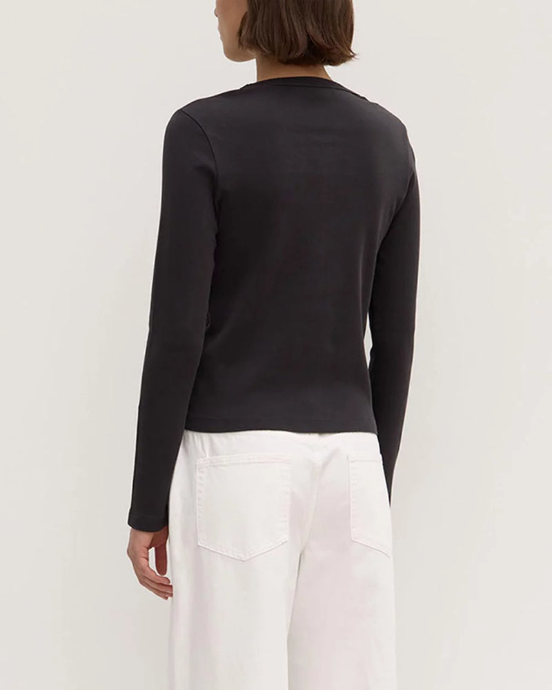 Lyla long sleeve tee- washblk