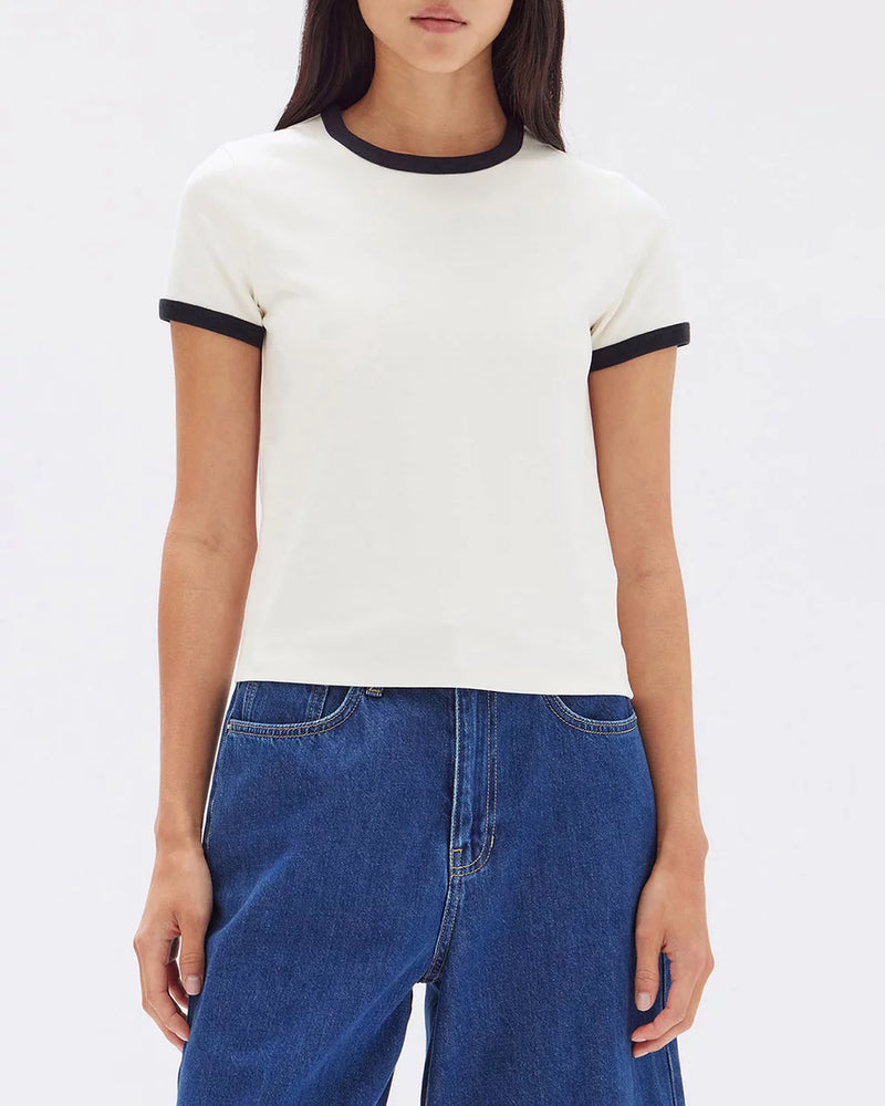 Elise ringer tee-cream/navy