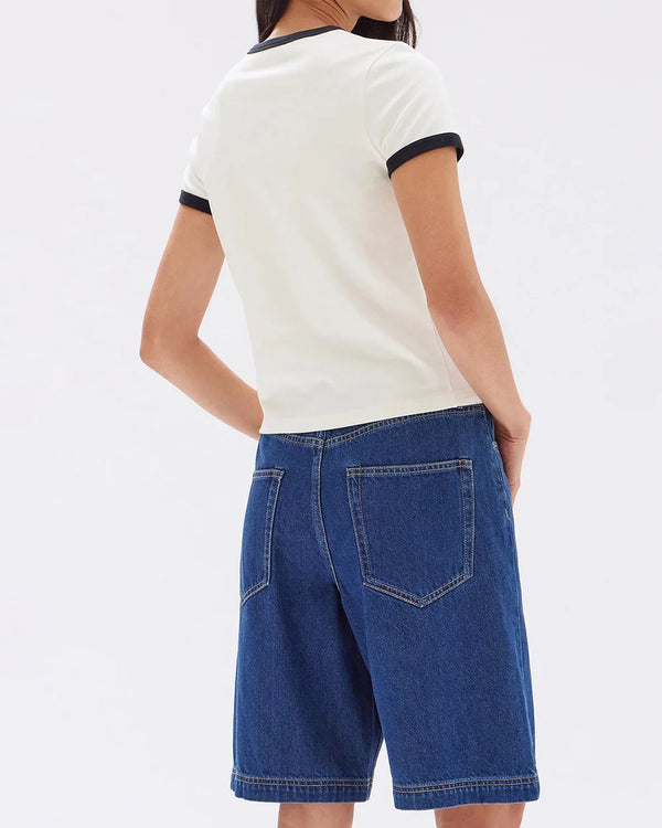Elise ringer tee-cream/navy