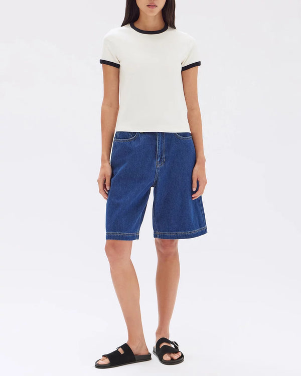 Elise ringer tee-cream/navy