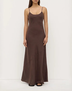 Colette linen slip dress- ganache