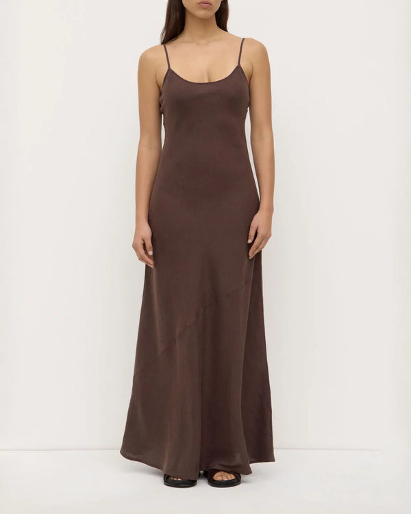 Colette linen slip dress- ganache