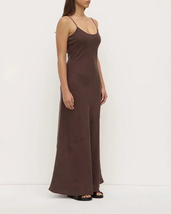 Colette linen slip dress- ganache