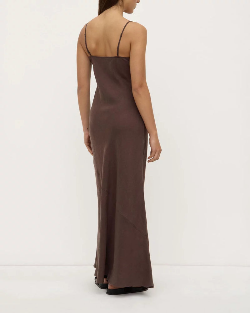 Colette linen slip dress- ganache