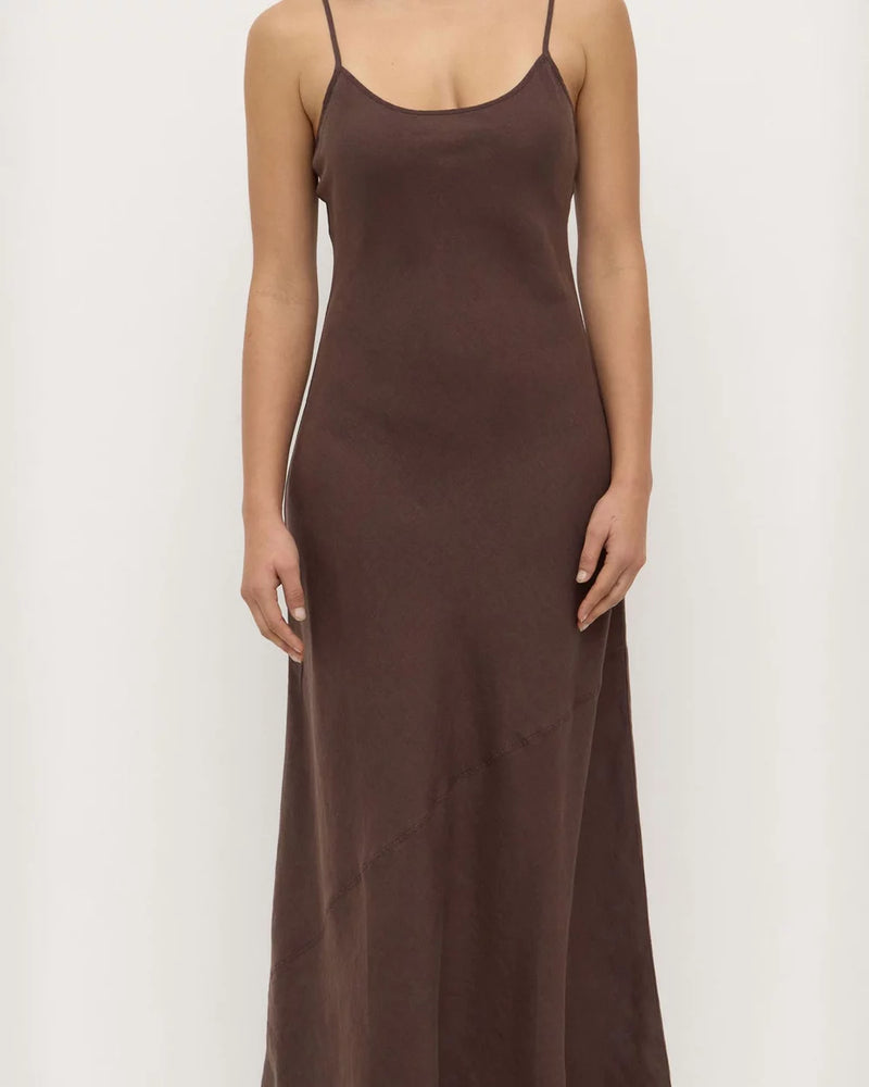 Colette linen slip dress- ganache