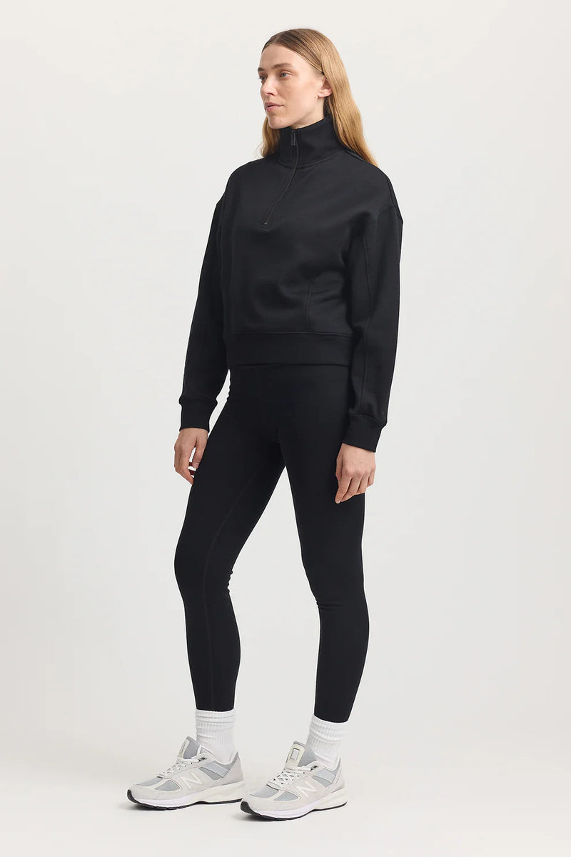Lounge crop half zip- BLK