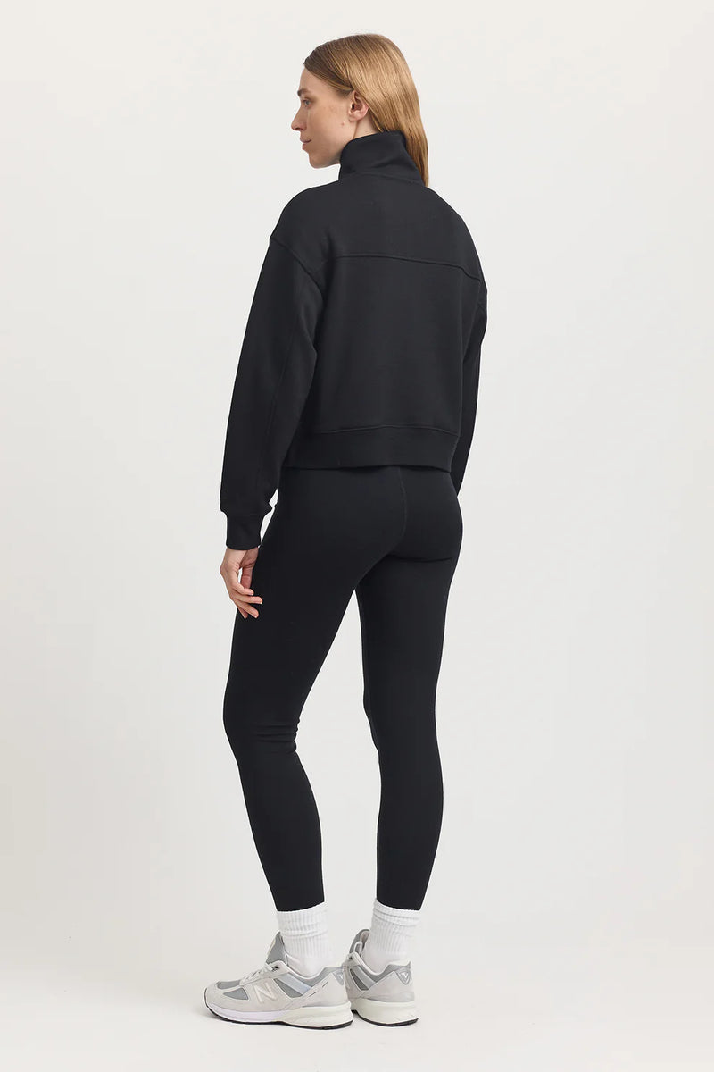 Lounge crop half zip- BLK