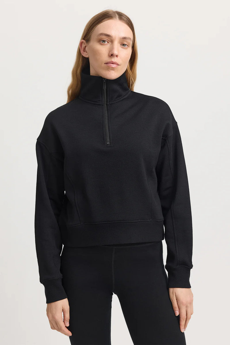 Lounge crop half zip- BLK