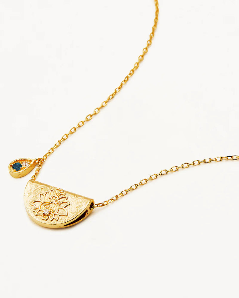 Lotus necklace- Blue topaz- gold vermeil