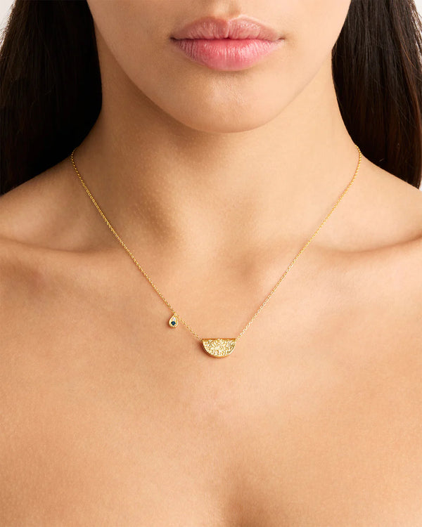 Lotus necklace- Blue topaz- gold vermeil