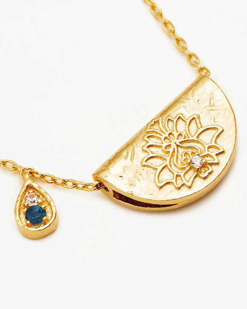 Lotus necklace- Blue topaz- gold vermeil