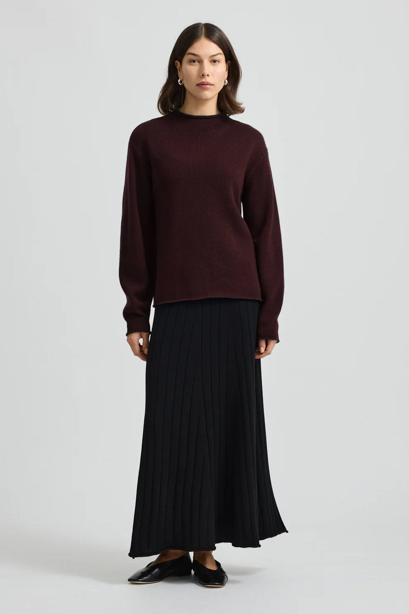 Toorallie relaxed fit Mock neck- Dark choc